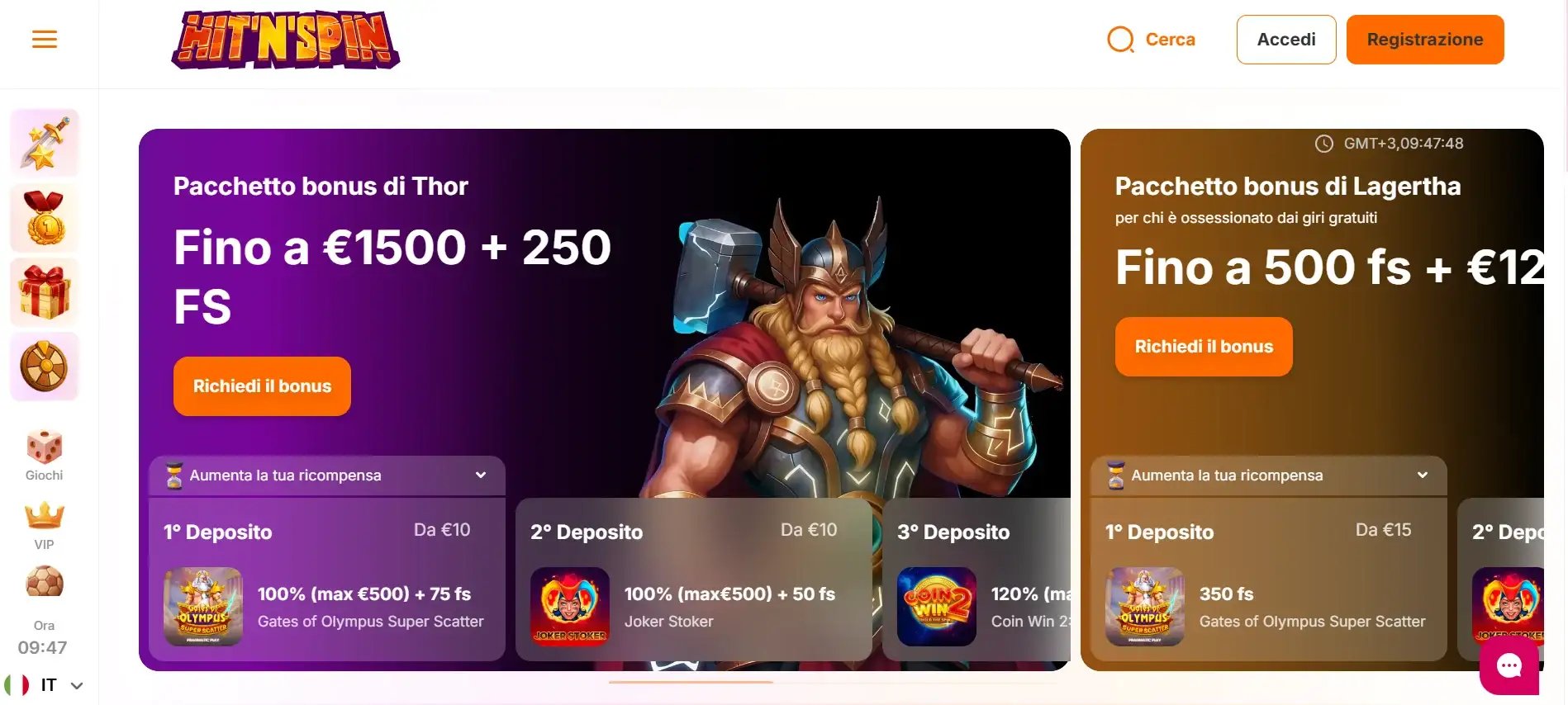 Recensione di Hit'n'Spin casino con deposito minimo 10 euro
